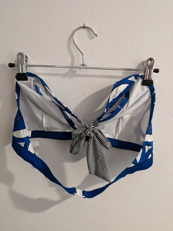 Maillot 2 pièces blanc et bleu M - photo numéro 7