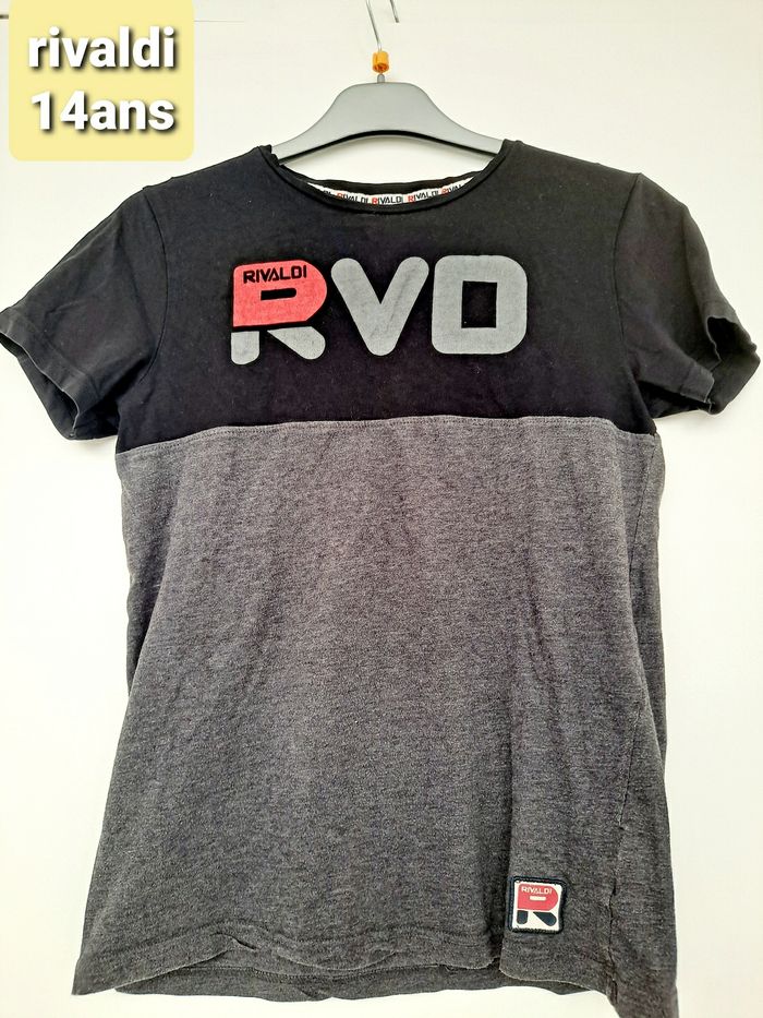 tshirt manches courtes rivaldi noir gris 14ans