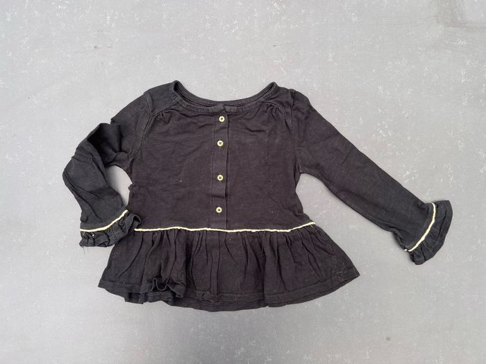 Blouse manches longues col rond noir