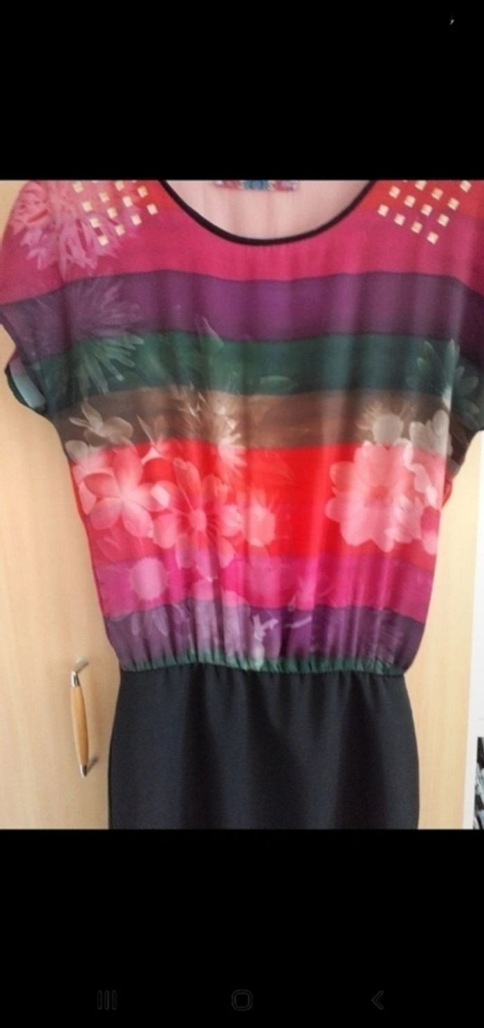 Belle robe desigual t 36 noire multicolore - photo numéro 4
