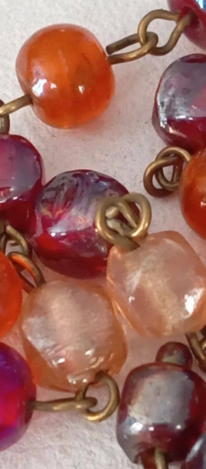 Parure collier bracelet en perles de verre colorées - photo numéro 7