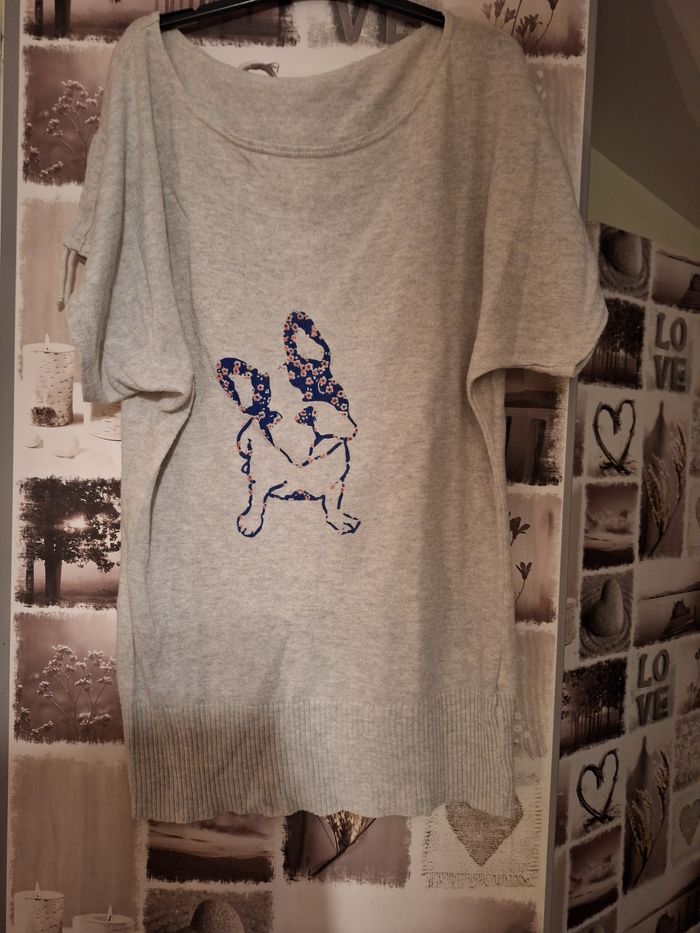 Pull sans manche motif bouledogue français 38