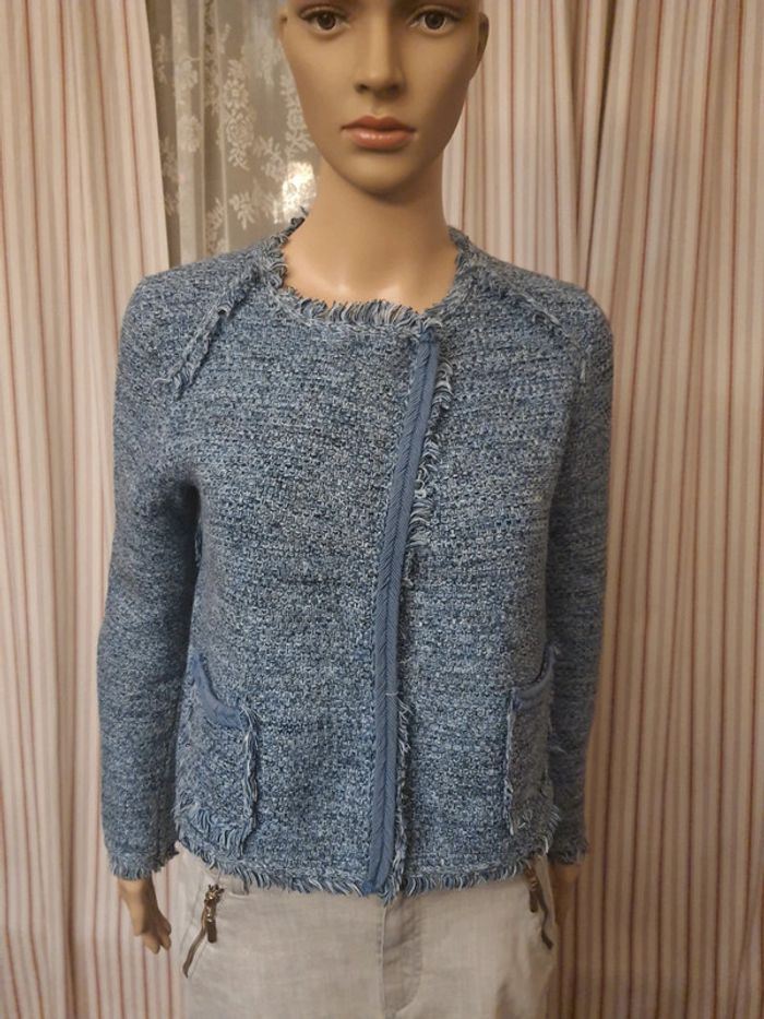 Gilet/veste Stefanel taille S bleu/blanc - photo numéro 14