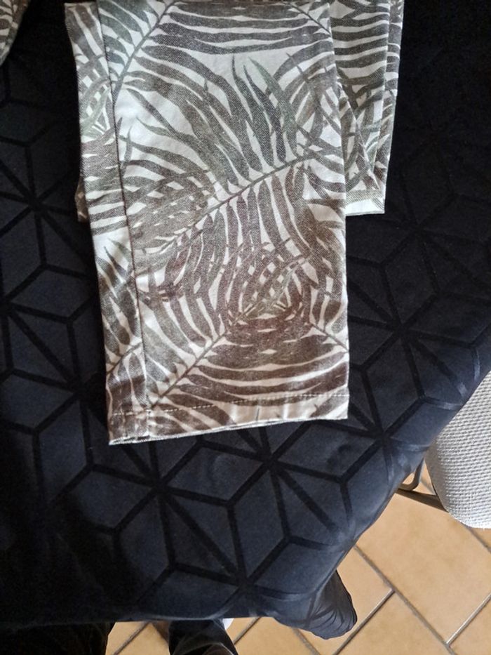 Pantalon original imprimé feuille de fougères taille haute 38 - photo numéro 9