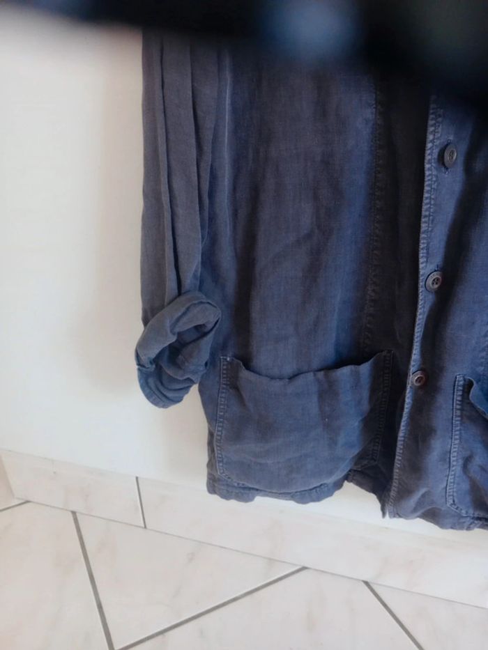 Veste légère homme 50 aspect lin bleu anthracite c83 - photo numéro 5
