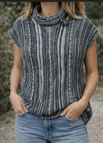 Pull sans manches Armand Thiery col roulé gris chiné 