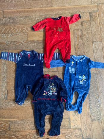 Lot de 4 pyjamas/dors bien 6 mois velours