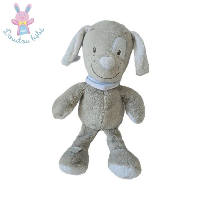 Doudou Chien Toby gris bleu blanc 32 cm Nattou