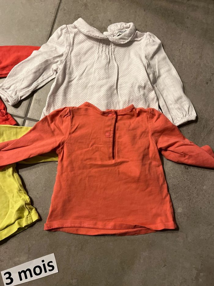 Lot tee-shirts manches longues fille 3 mois - photo numéro 5
