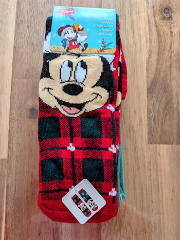 2 Paires de Chaussette intérieur épaisse Mickey Disney Noel 31 / 34 Neuf