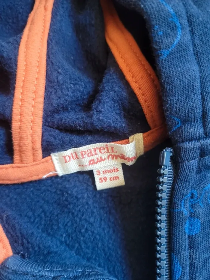 Pull zippé 3 mois - Du Pareil au même - photo numéro 3