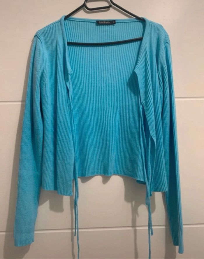 Gilet bleu boohoo à nouer - photo numéro 2
