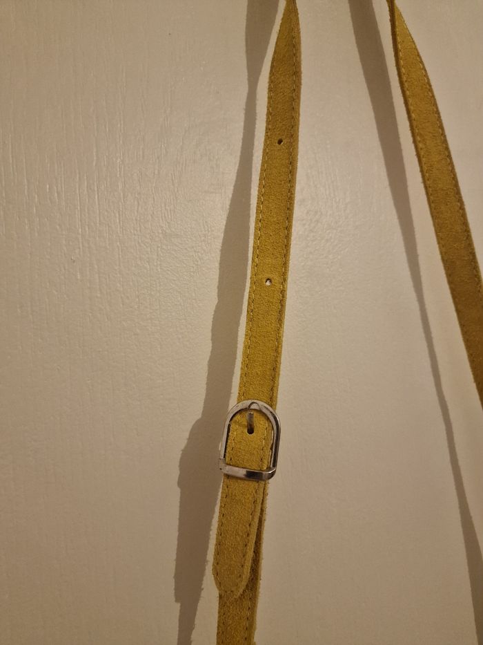 Sac Bandoulière Cuir Véritable - Jaune Moutarde - photo numéro 3