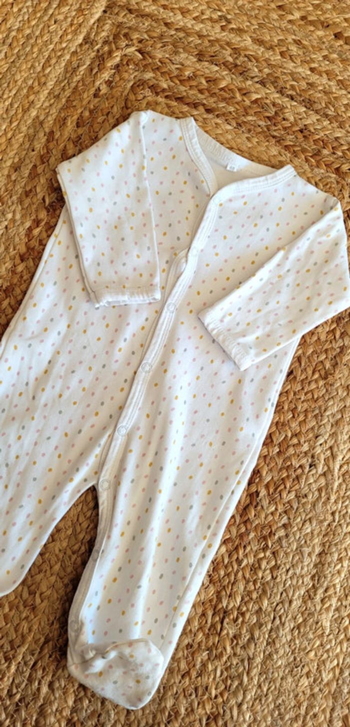 Jolie combinaison Body Grenouillère blanche à pois colorés 6mois - photo numéro 3