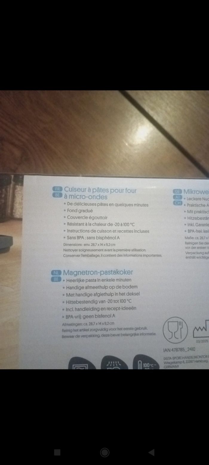 Cuiseur à pâtes pour four à micro ondes - photo numéro 2