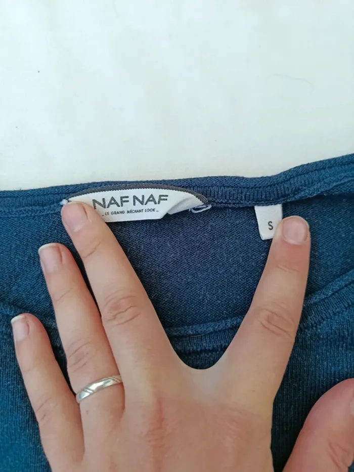 Pull leger effet chemis bleu marine Naf Naf taille S - photo numéro 2