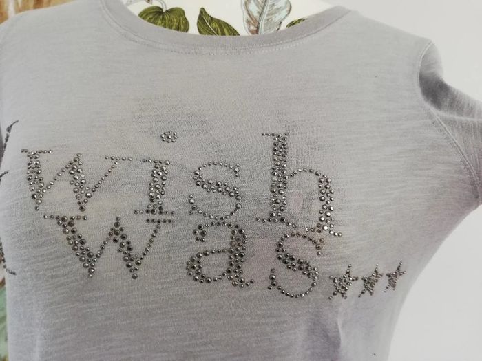 Tshirt à manches courtes Zara gris à strass Taille M - photo numéro 3