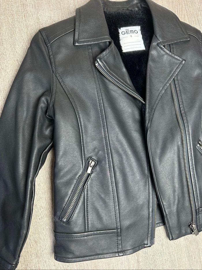 Blouson perfecto zippé en simili intérieur doublé - taille 6 ans - photo numéro 3