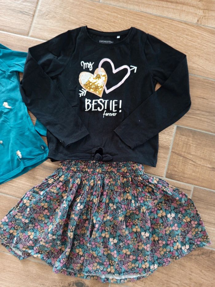 Ensemble jupe liberty noire et 2 tee shirt manches longues ( noir et bleu canard), 6 ans - photo numéro 3