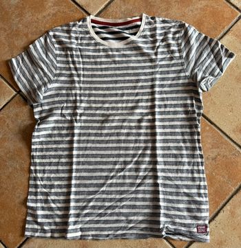 T-shirt rayures bleu chine blanc in extenso taille l