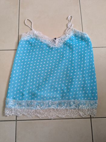 New Yorker débardeur type caraco avec dentelle bleu turquoise XS