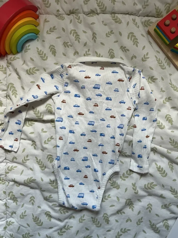 body polo manches longues blanc motifs voitures 12 mois bout'chou - photo numéro 6