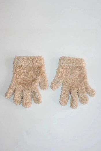 Gants beige laine chenille 8 ans