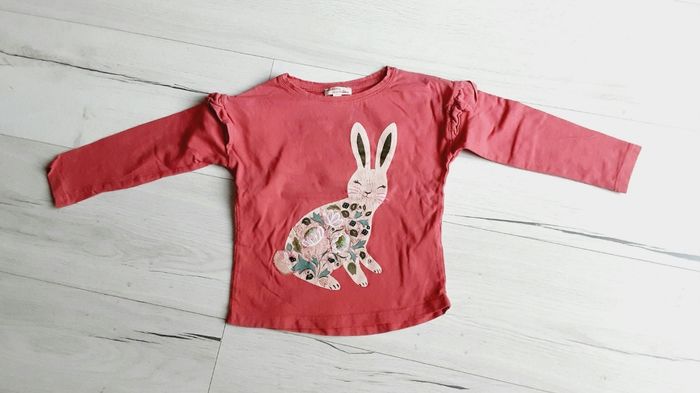 Vêtement fille tee-shirt manches longues fuschia motif lapin Du pareil au même DPAM 4 ans