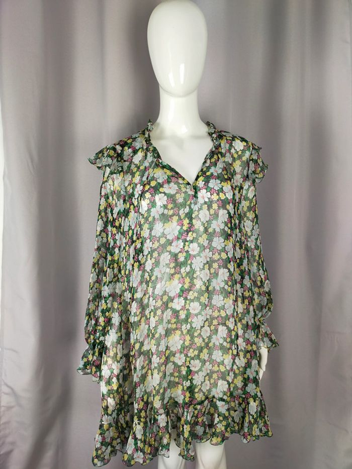 Robe fleurie Maje – Taille 1 – Voile fluide et dorures - photo numéro 11