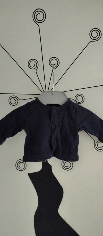 Tee-shirt manches longues bleu marine Petit Bateau taille 1 mois