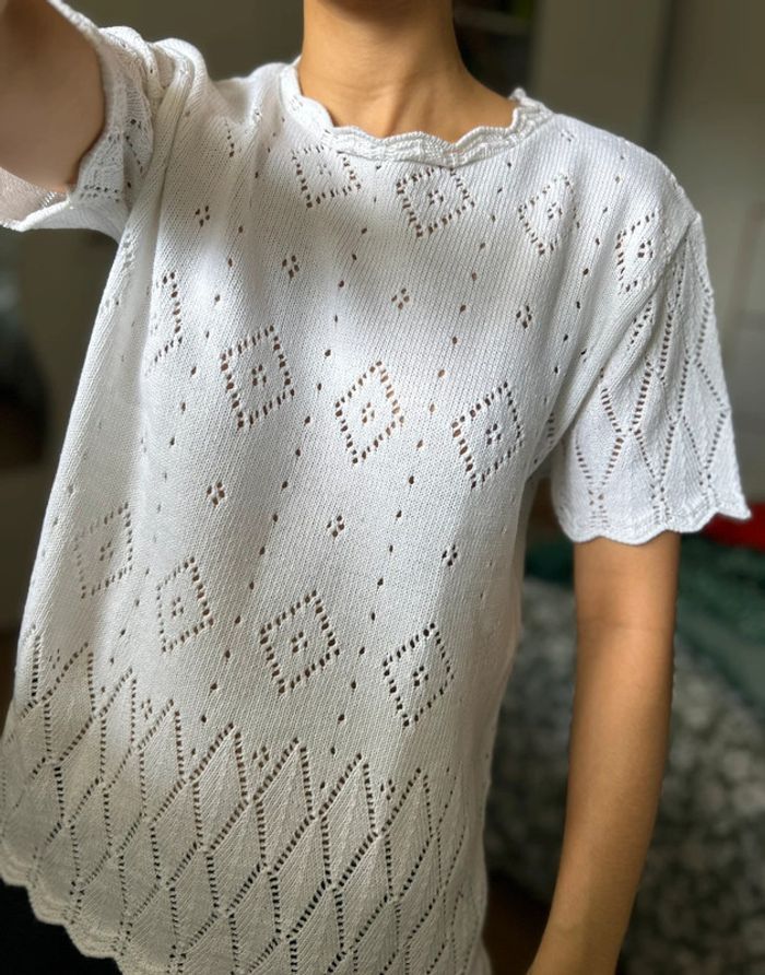 Pull maille tricot ajouré broderies Mango - photo numéro 2