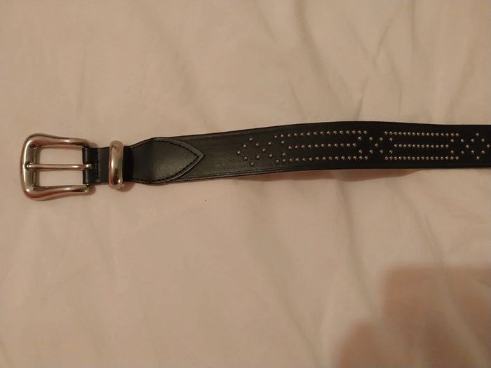 Ceinture enfant noir avec clou croûte de cuir - photo numéro 3