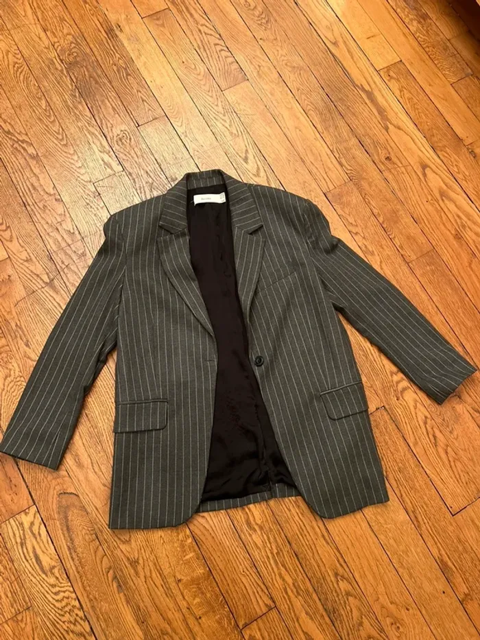 blazer oversize gris rayee - photo numéro 2