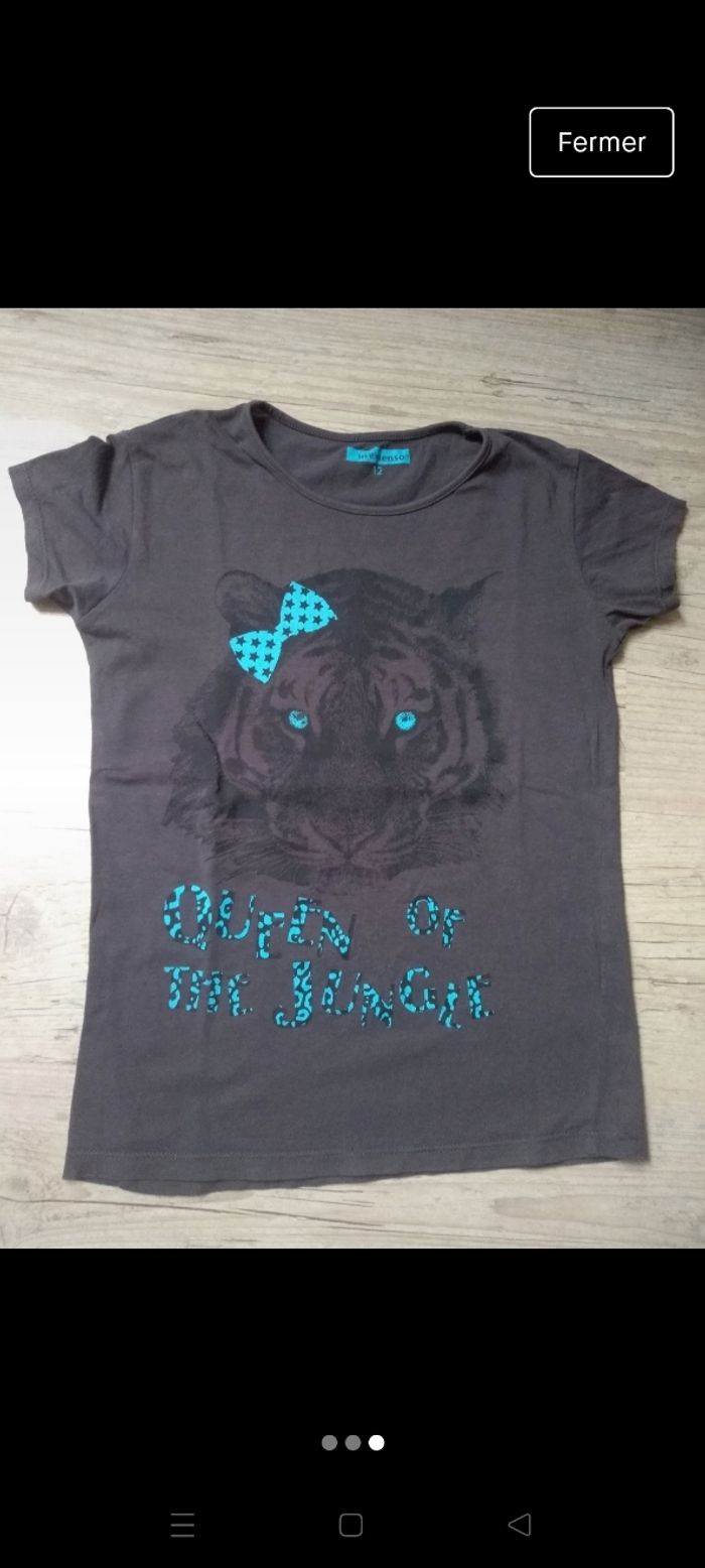 T-shirt manche courte  tête de tigre 🐯/ 12 ans - photo numéro 2
