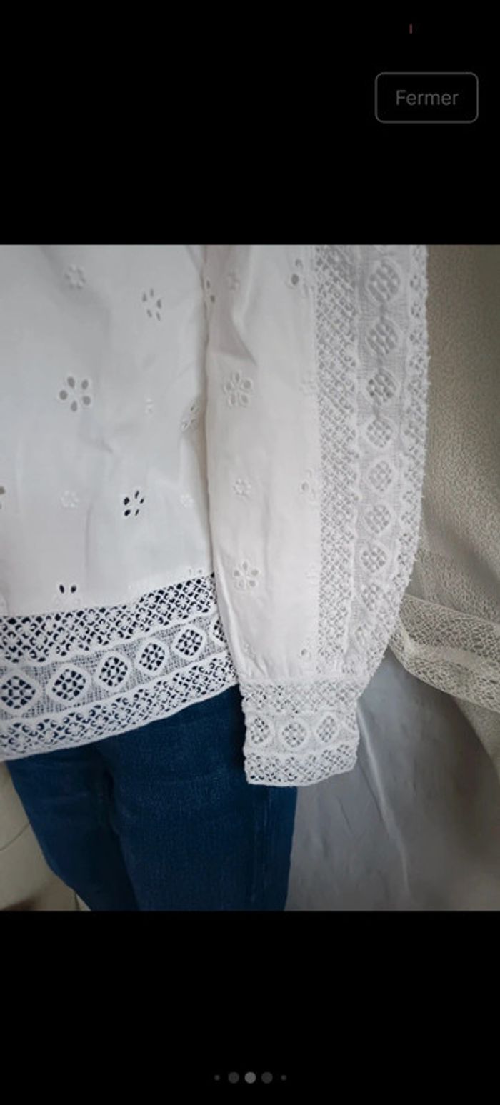 Sézane | Blouse coton broderie et dentelle | t 34 - photo numéro 7