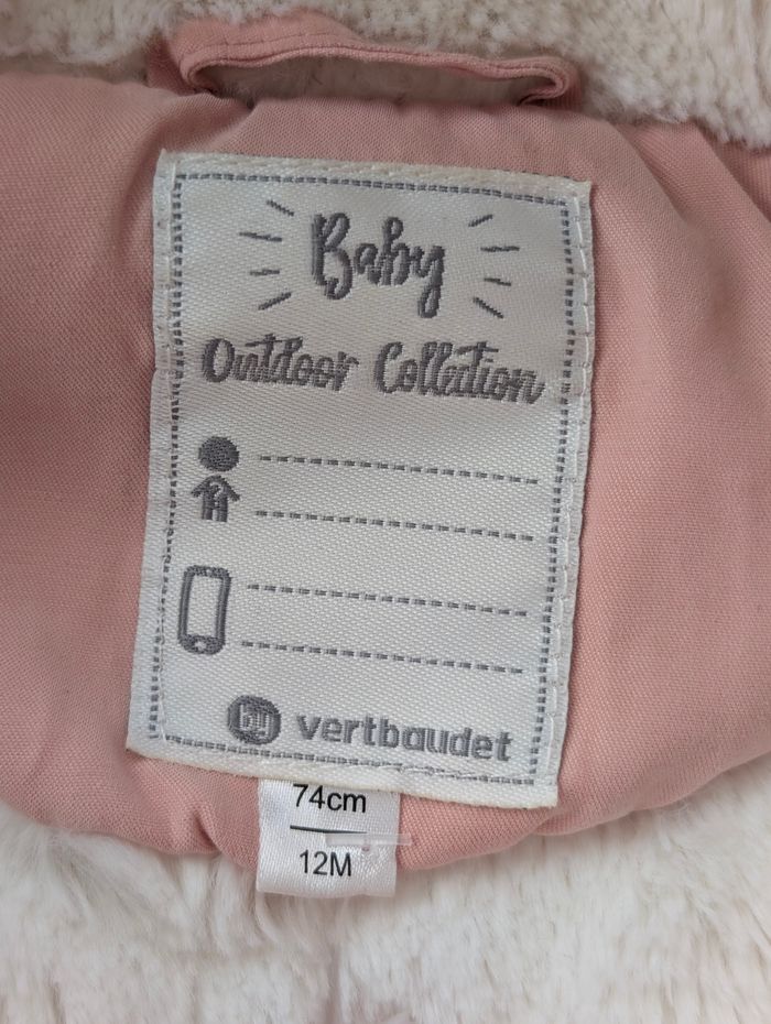 Manteau fille Vertbaudet 12 mois – rose capuche fausse fourrure – bon état - photo numéro 8