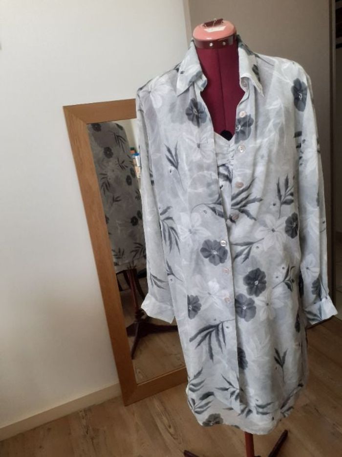 Ensemble robe et gilet, polyester,