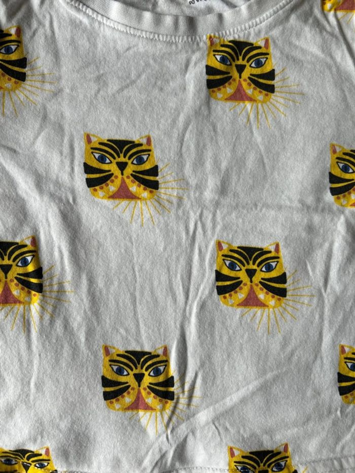 T-shirt manches courtes garcon en coton blanc avec motifs imprimés tigre/lion Kiabi taille 3ans - photo numéro 2
