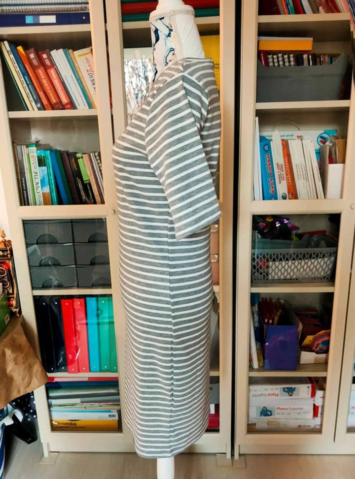 Robe b.young rayée gris et blanc, 23% viscose, coupe droite, allure casual chic - photo numéro 4