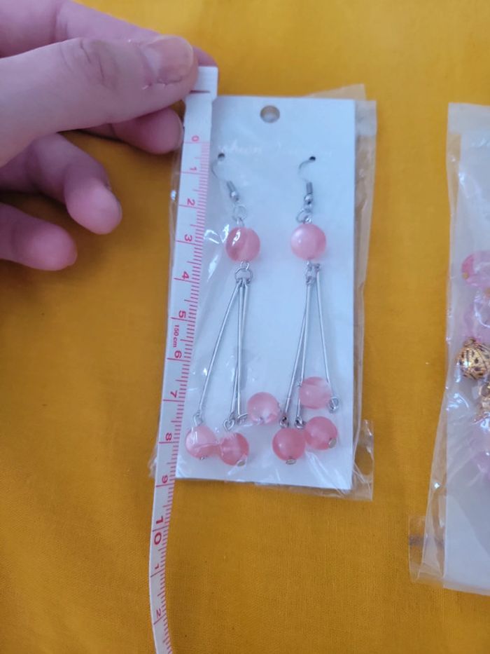 Lot paire de boucle d'oreilles percé perles créole pendentif - photo numéro 5