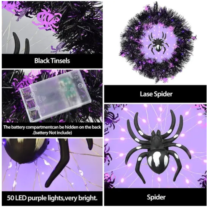 Neuf Couronne d'araignée d'Halloween avec LED's violettes - photo numéro 5