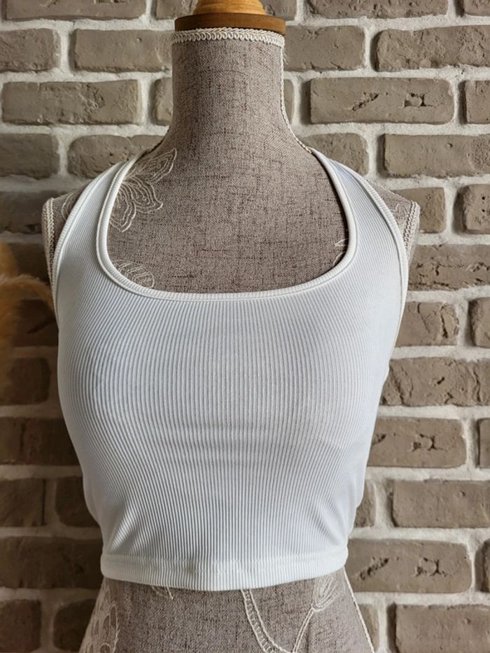 Crop top dos nu maille côtelée blanche - Neuf - photo numéro 2