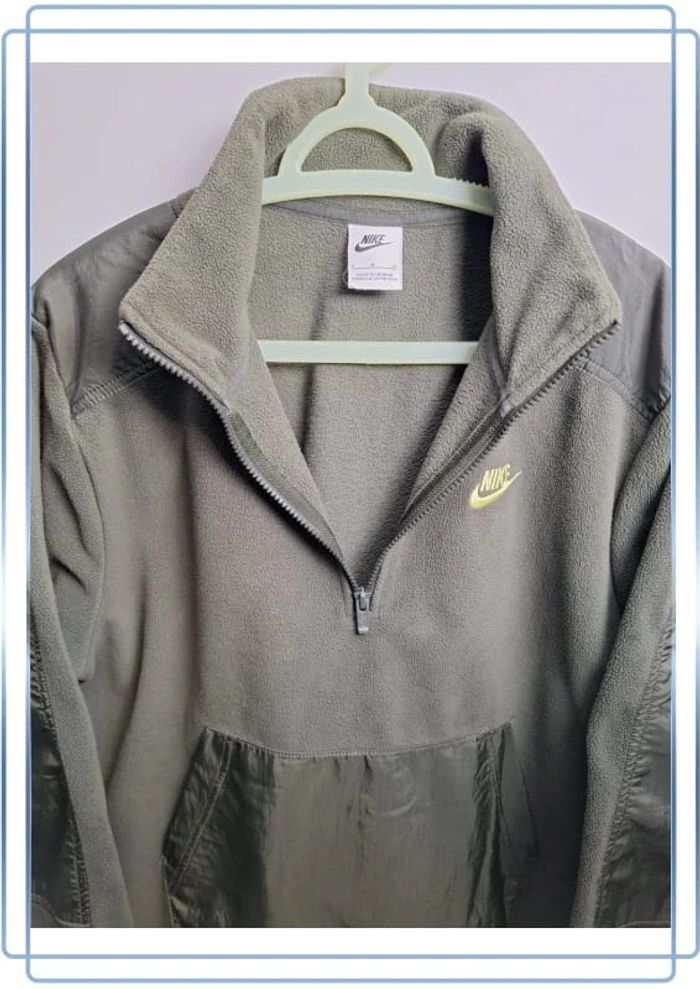 Polaire quart de zip nike / homme / taille S kaki / logo brodé bi matière - photo numéro 8