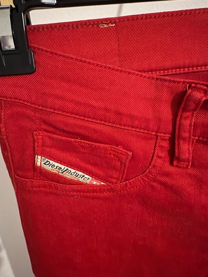Superbe Jean Diesel "Livier" Rouge - Taille W28 - Low Waist/Super Slim-Jeggings - photo numéro 3