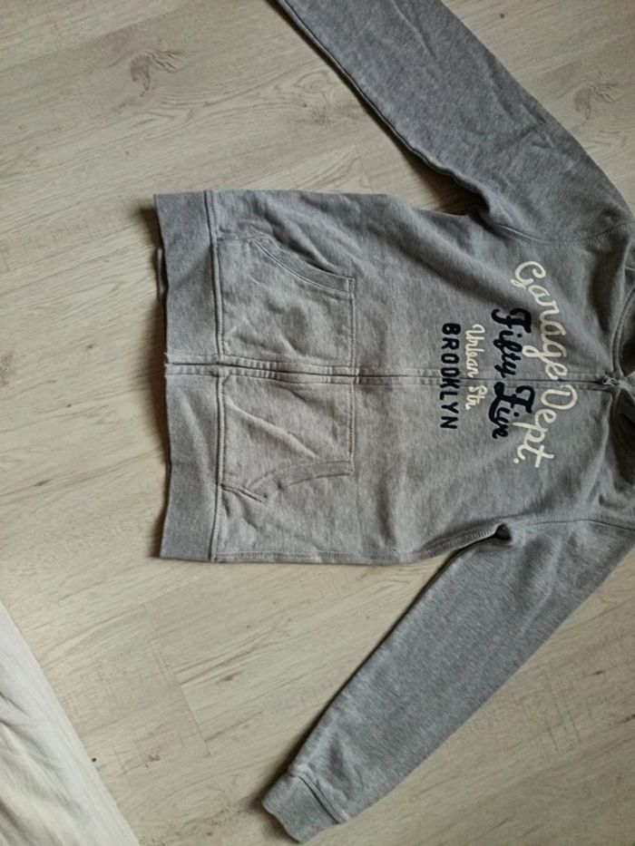 Sweat 14 ans fille gilet fermeture éclair capuche gris Tissaia - photo numéro 3