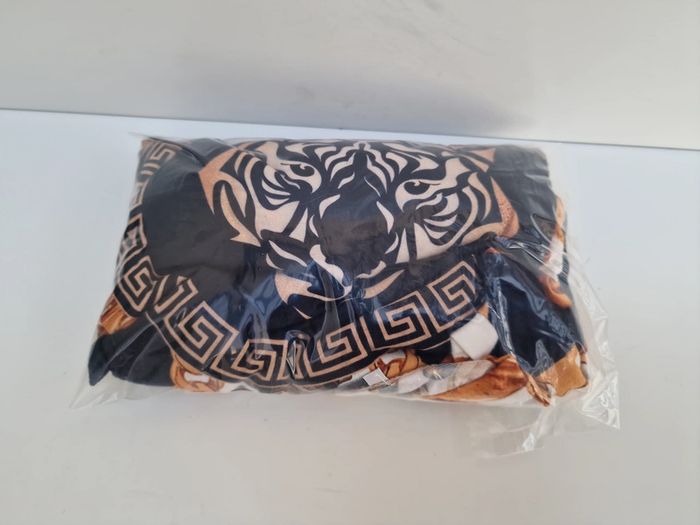 T-Shirt Blanc Noir Imprimé Tigre Chaines Dorés - photo numéro 9