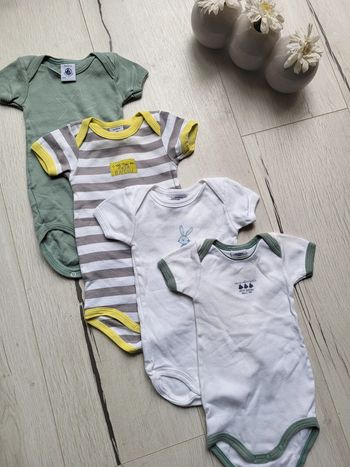 Lot de 4 bodys manches courtes petit bateau fille 3 mois