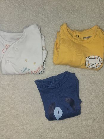 3 pyjamas légers 1 naissance 2 de 1mois