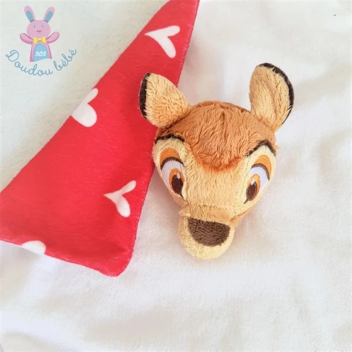 Doudou plat Faon Bambi blanc rouge cœurs Disney Primark - photo numéro 2