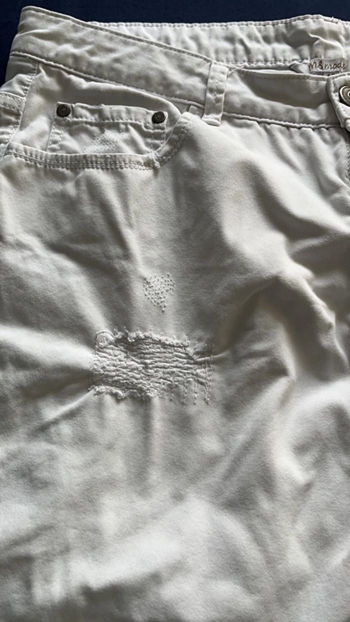 Pantalon blanc, femme, sept huitièmes, MS mode - photo numéro 3